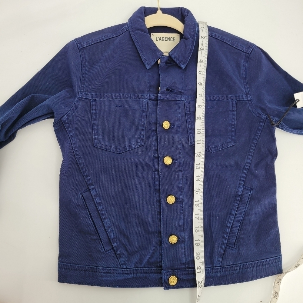 L’agence | Celine Slim Jacket In Marine Ocean Blue denim size small Petit - Picture 7 of 12